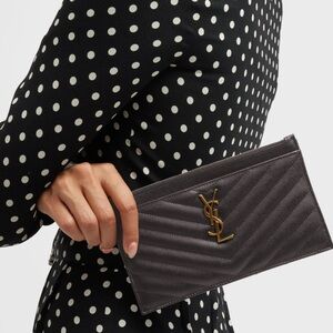 Saint Laurent
YSL Monogram Small Ziptop Bill Pouch in Grained Leather